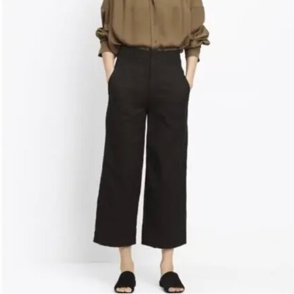 Vince Pants - Vince Black Linen Blend High Waist Wide Leg Crop Pants